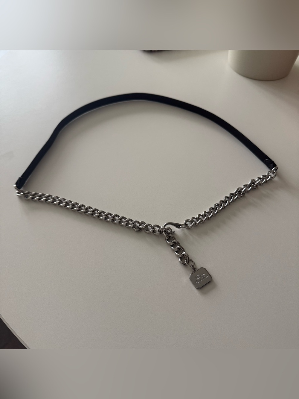 Ralph Lauren Leather & Chain Link Belt